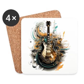 Guitare électrique Splash Guitariste Instrument de musique Rock - Dessous de verre (lot de 4) - blanc - Devant