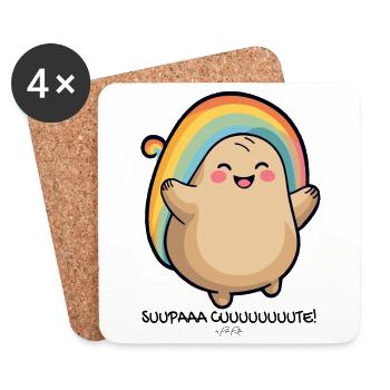 Super mignon avec un chapeau mexicain - Dessous de verre (lot de 4) - blanc - Devant