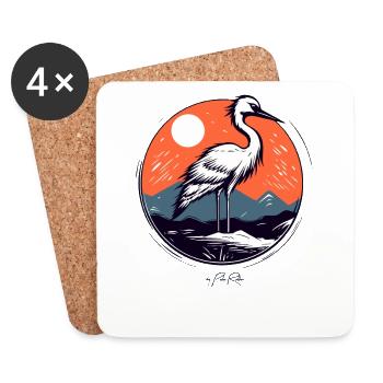 Der Kranich Vogel - Untersetzer (4er-Set) - Weiß - Vorne