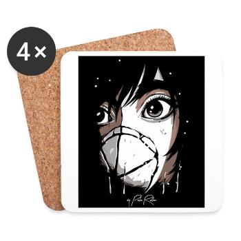 Manga Anime Jugendliche mit Maske - Untersetzer (4er-Set) - Weiß - Vorne