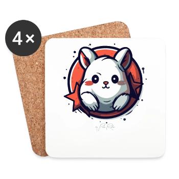 Hamster câlin mignon, pur, super méchant - Dessous de verre (lot de 4) - blanc - Devant
