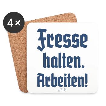 Handwerker-Spruch: Fresse halten und Arbeiten, Deu - Untersetzer (4er-Set) - Weiß - Vorne