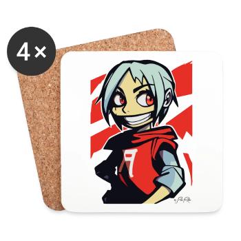 Anime manga girl regarde les garçons - Dessous de verre (lot de 4) - blanc - Devant