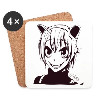Anime Manga Stereotyp: Katzenohren Mädchen - Untersetzer (4er-Set) - Weiß - Vorne