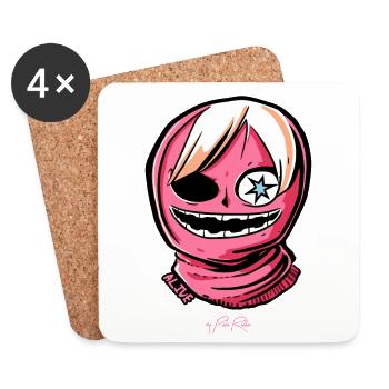 The living sock crazy hand puppet cartoon - Coasters (set of 4) - white - Front