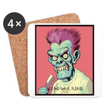 Le salon de coiffure Coiffeur Zombie - Dessous de verre (lot de 4) - blanc - Devant