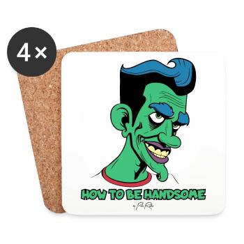 How to Look Good: Attractive Cartoon Man - Coasters (set of 4) - white - Front
