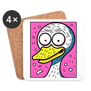 Interactive Colors Anxious Duck - Coasters (set of 4) - white - Front