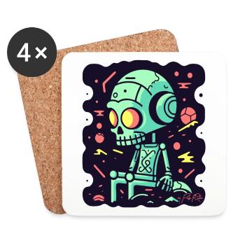 Cartoon Robots in Space: Rethinking - Coasters (set of 4) - white - Front