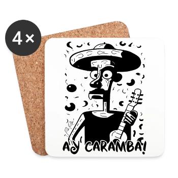 Guitariste espagnol ou mexicain Ay Caramba - Dessous de verre (lot de 4) - blanc - Devant