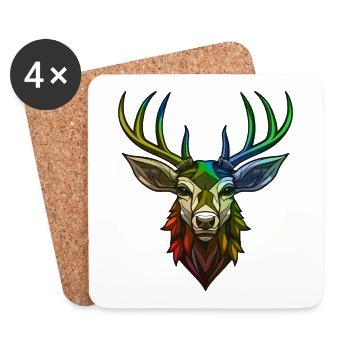 Deer Head Colorful - Coasters (set of 4) - white - Front