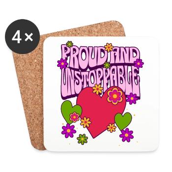 LGBTQ Pride Coeur Fleurs Amour Gay - Dessous de verre (lot de 4) - blanc - Devant