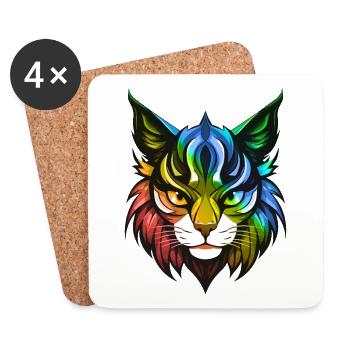 Katze Symbol Kopf Bunt - Untersetzer (4er-Set) - Weiß - Vorne