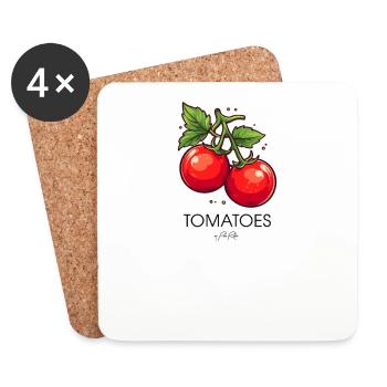 Einfache Tomaten - Untersetzer (4er-Set) - Weiß - Vorne