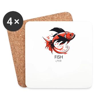 A simple fish - Coasters (set of 4) - white - Front