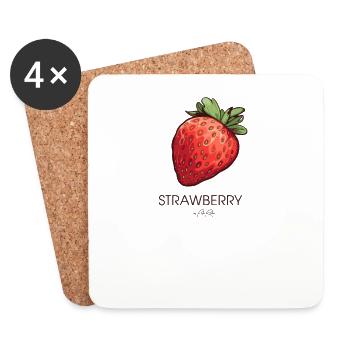 Simple strawberry - Coasters (set of 4) - white - Front