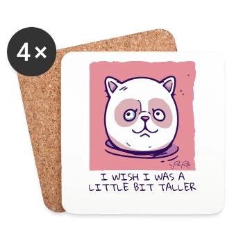 Ich wünschte, ich wäre größer: alberne Katze - Untersetzer (4er-Set) - Weiß - Vorne