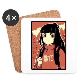 Manga Anime Fille en randonnée - Dessous de verre (lot de 4) - blanc - Devant