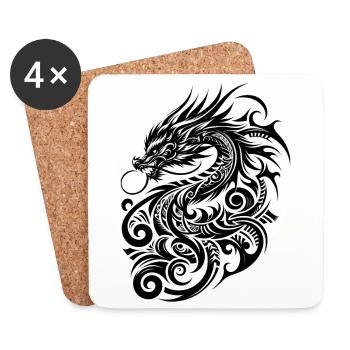 Dragon Tribal Tattoo Artistic Design - Coasters (set of 4) - white - Front