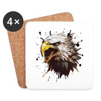 Tête d’aigle Portrait Motivation Animal - Dessous de verre (lot de 4) - blanc - Devant