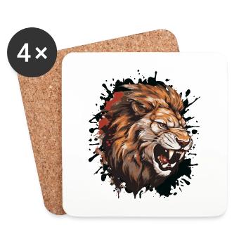 Lion, Head, Portrait, Motivation, Animal - Coasters (set of 4) - white - Front