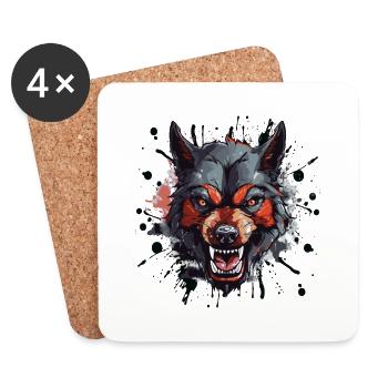 Wolf Head Portrait Motivation Animal - Coasters (set of 4) - white - Front