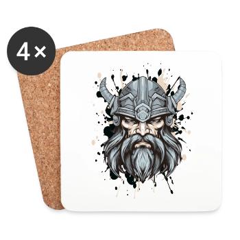 Viking Head Portrait Motivation Mythology - Coasters (set of 4) - white - Front