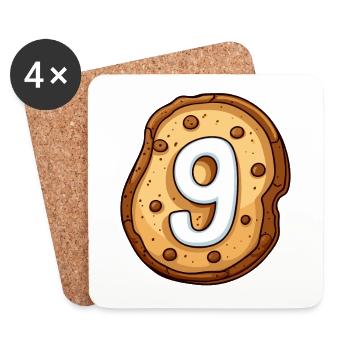 Biscuit d’anniversaire pour les enfants de neuf ans - Dessous de verre (lot de 4) - blanc - Devant
