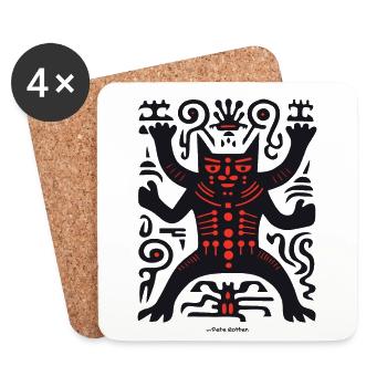 Abstrakte Kunst eines okkulten schwarzen Katers - Untersetzer (4er-Set) - Weiß - Vorne
