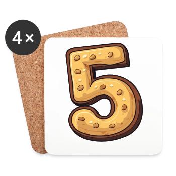 Birthday Cookie for Five-Year-Olds, Kids Birthday - Coasters (set of 4) - white - Front