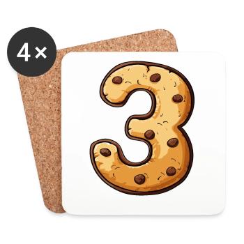 A birthday cookie for three-year-olds, 3 years old - Coasters (set of 4) - white - Front