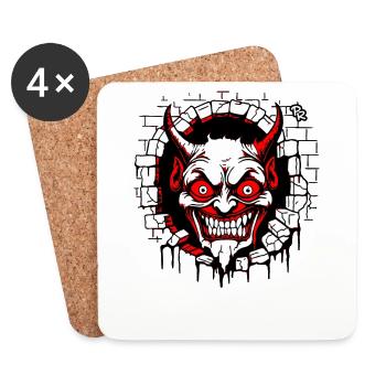 Satan jette un coup d’œil par la fissure dans le mur - Dessous de verre (lot de 4) - blanc - Devant