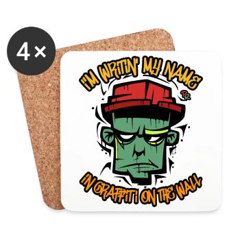 my name, graffiti tag on the wall - Coasters (set of 4) - white - Front