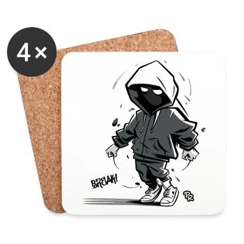 Hip-Hop, Graffiti, Breakdance des années 90 - Dessous de verre (lot de 4) - blanc - Devant