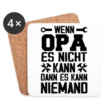 Wenn Opa es nicht reparieren kann, kann es keiner - Untersetzer (4er-Set) - Weiß - Vorne