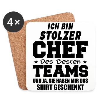 Stolzer Chef Des Besten Teams Shirt Geschenkt Fun - Untersetzer (4er-Set) - Weiß - Vorne