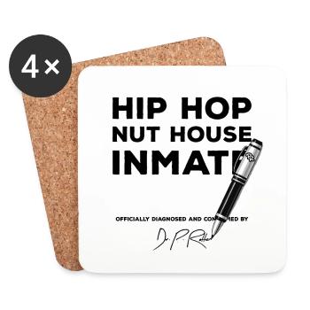 Diagnostic approuvé, hip-hop détenu du slap mill - Dessous de verre (lot de 4) - blanc - Devant