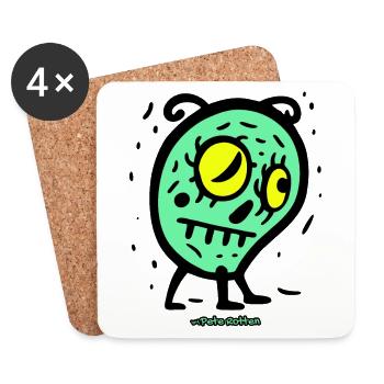 Ein trauriges Cartoon Monster - Untersetzer (4er-Set) - Weiß - Vorne