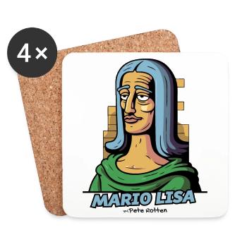 Mario Lisa est meilleur que la Mona de Lisa - Dessous de verre (lot de 4) - blanc - Devant