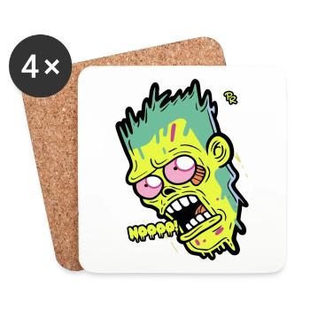 Cartoon Zombie Dit Non - Dessous de verre (lot de 4) - blanc - Devant