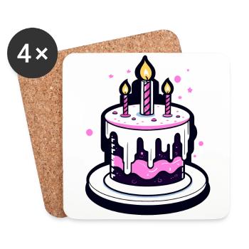 Birthday Cake iLLUSTRATION - Coasters (set of 4) - white - Front