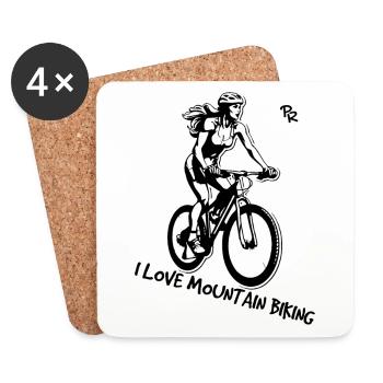 I love mountain biking: Biker women - Coasters (set of 4) - white - Front