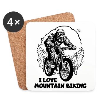 Cycling Gorilla: I love mountain biking - Coasters (set of 4) - white - Front