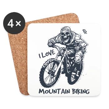 Cycling skeleton, I love mountain biking - Coasters (set of 4) - white - Front