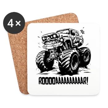Super Monster Truck - Dessous de verre (lot de 4) - blanc - Devant