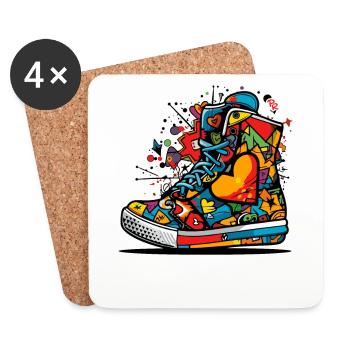 Sneaker d’amour Graffiti - Dessous de verre (lot de 4) - blanc - Devant