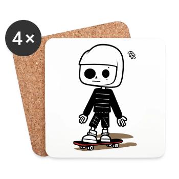 Young skateboarder riding skateboarding - Coasters (set of 4) - white - Front