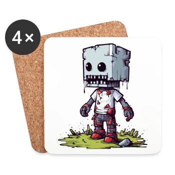 Pixel Zombie pixélisé - Dessous de verre (lot de 4) - blanc - Devant