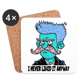 Je n’ai jamais aimé ça de toute façon, le gars de dessin animé à moustache - Dessous de verre (lot de 4) - blanc - Devant