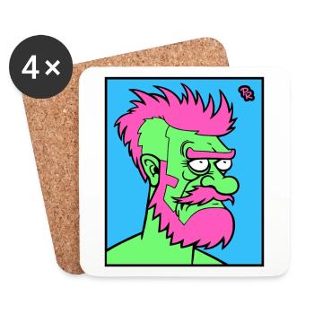Homme De Dessin Animé Masculin - Dessous de verre (lot de 4) - blanc - Devant